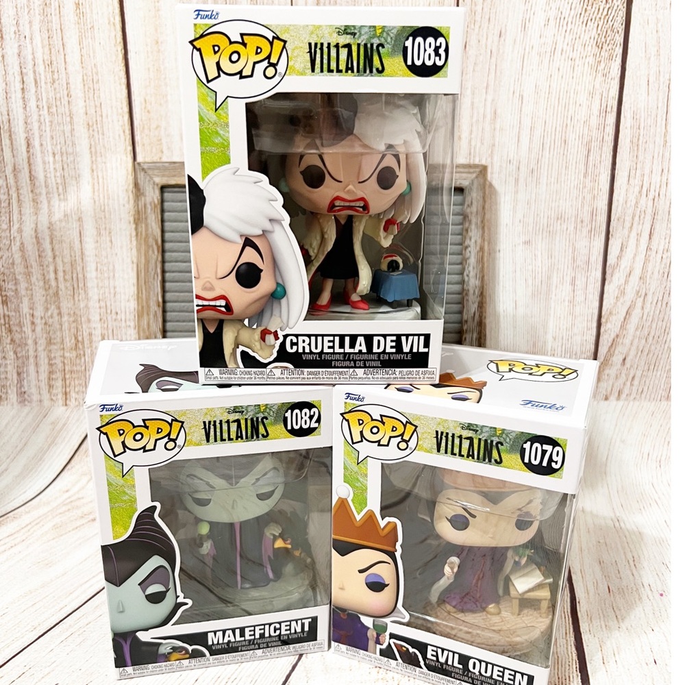 FUNKO POP! 3 Disney Villains Bundle- Cruella De Vil/ Maleficent/ Evil Queen NIB